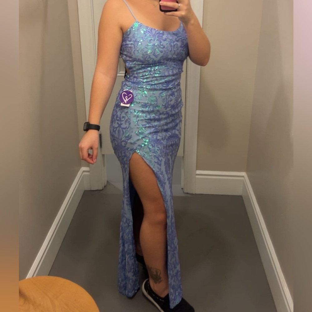 Elegant Blue Sequin Dress
